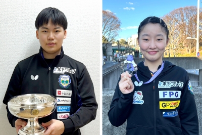 卓球・全日本選手権大会で松島輝空選手が優勝、張本美和選手が準優勝しました！